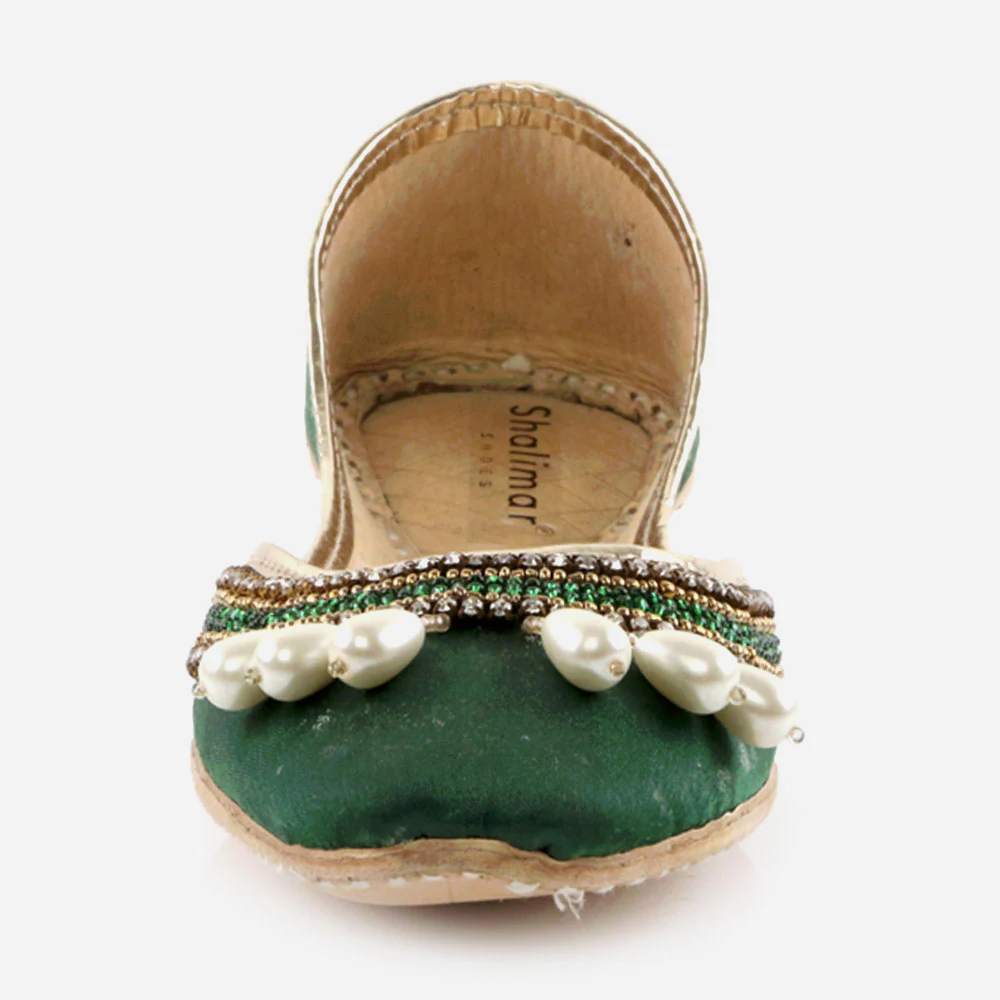 Women Ladies Embellished  Mojaris Traditional Indian Wedding Bridal Slip Ons Evening Party Handmade Leather Khussa Pumps Shoes - Image 4