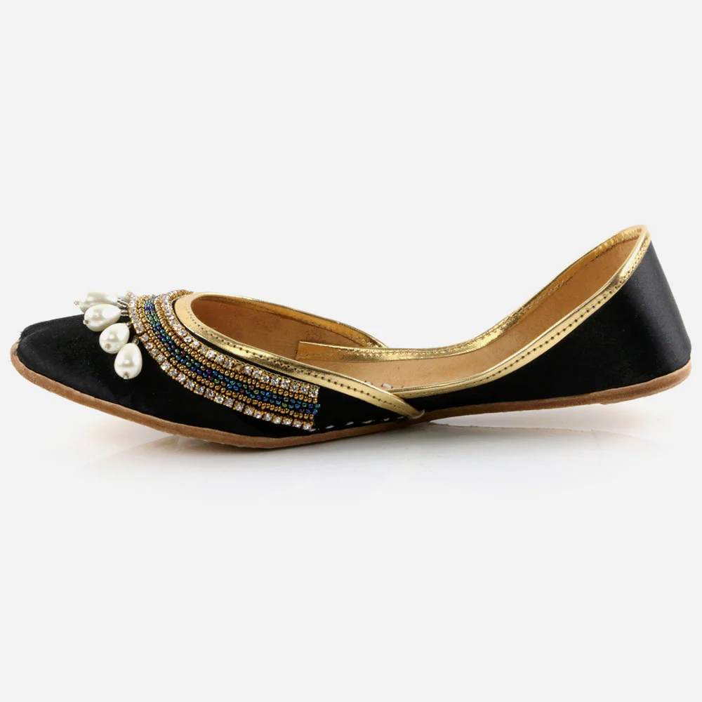 Women Ladies Embellished  Mojaris Traditional Indian Wedding Bridal Slip Ons Evening Party Handmade Leather Khussa Pumps Shoes - Image 3