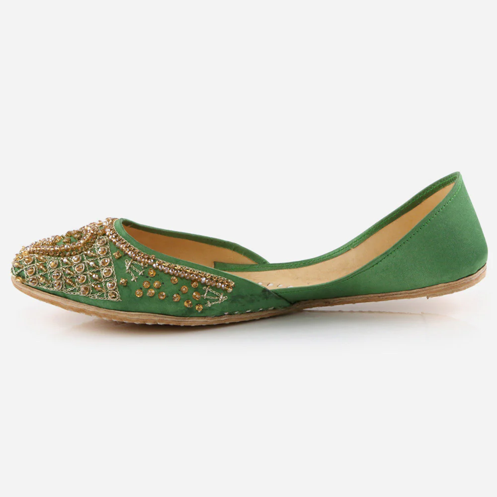 Women Ladies Ethnic Decorated Mojaris Traditional Indian Wedding Bridal Slip Ons Evening Party Handmade Leather Khussa Pumps Shoes - Image 3