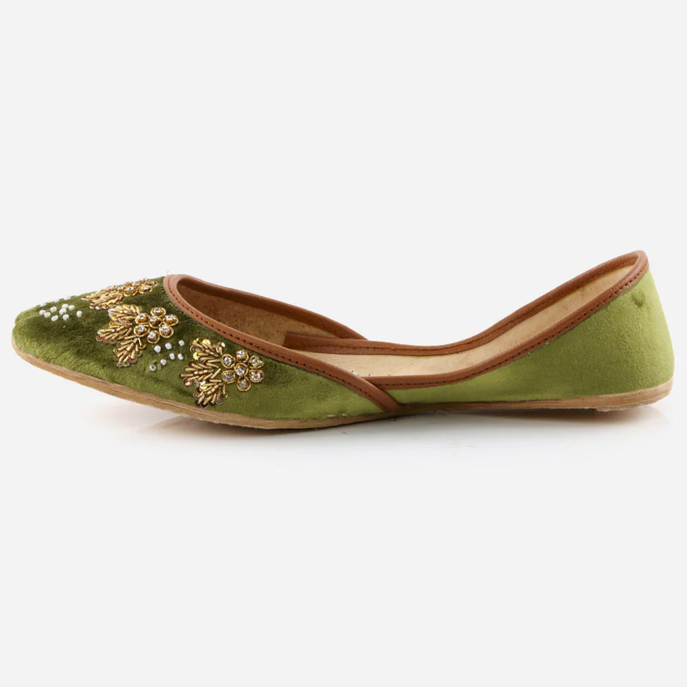 Women Ladies Handcrafted Decorated Traditional Indian Wedding Bridal Slip Ons Evening Party Handmade Leather Khussa Pumps Shoes - Image 3