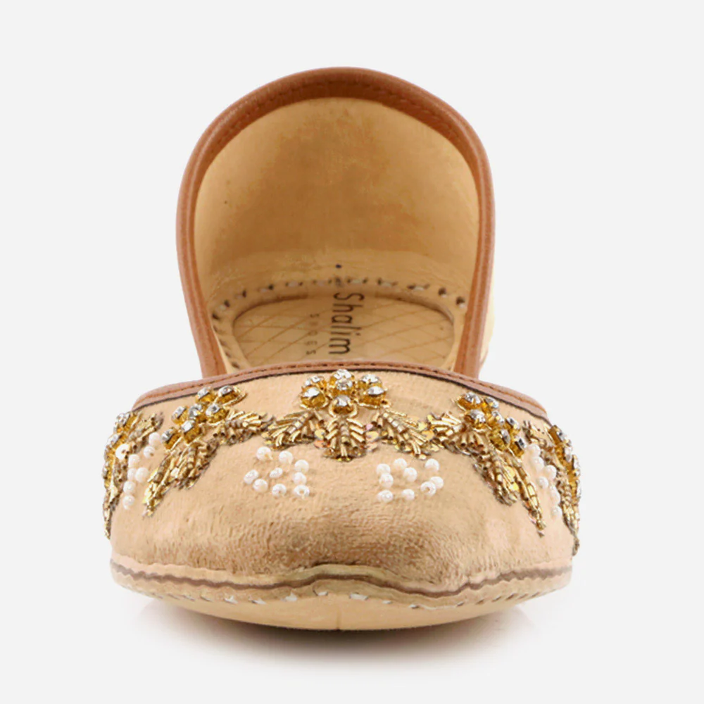 Women Ladies Handcrafted Decorated Traditional Indian Wedding Bridal Slip Ons Evening Party Handmade Leather Khussa Pumps Shoes - Image 4