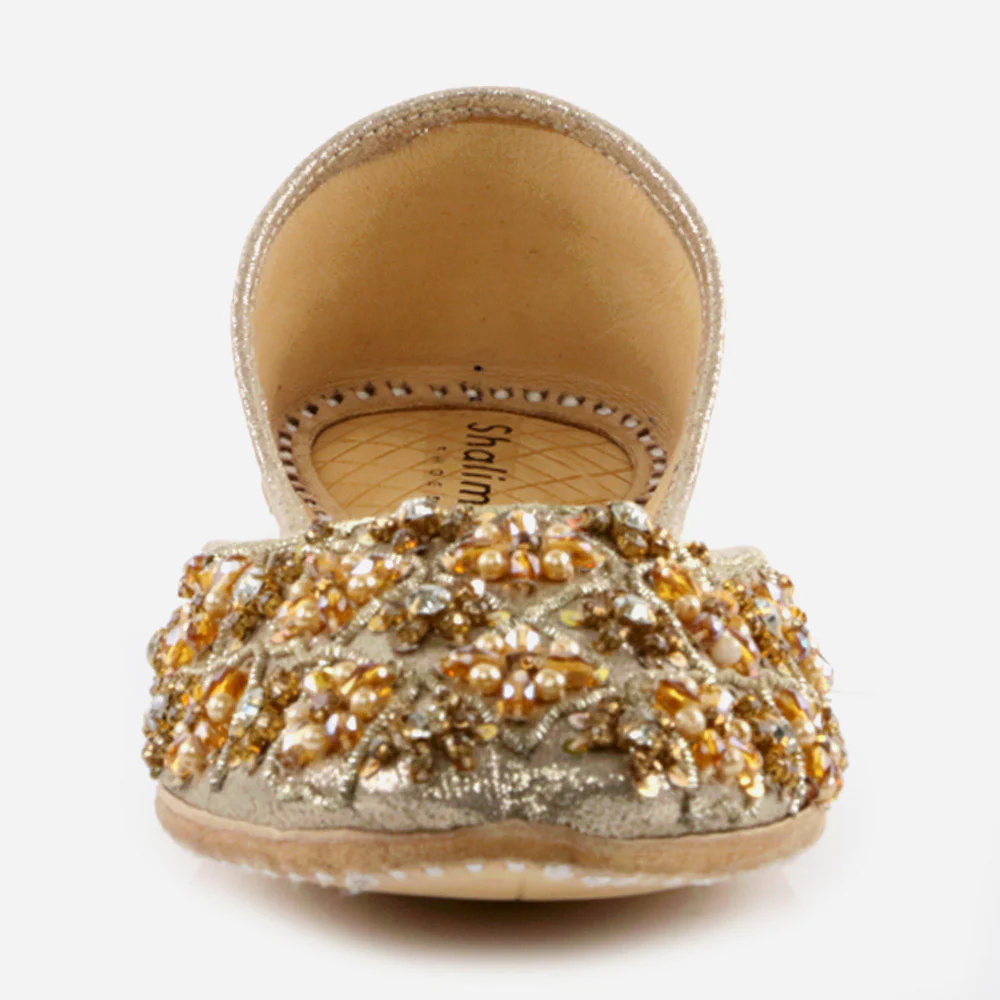 Women Ladies Sequins Detailing Traditional Indian Wedding Bridal Slip Ons Evening Party Handmade Leather Khussa Pumps Shoes - Image 4