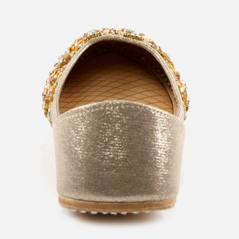 Women Ladies Sequins Detailing Traditional Indian Wedding Bridal Slip Ons Evening Party Handmade Leather Khussa Pumps Shoes - Image 5