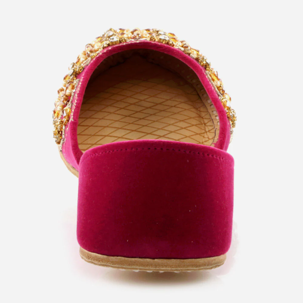 Women Ladies Sequins Detailing Traditional Indian Wedding Bridal Slip Ons Evening Party Handmade Leather Khussa Pumps Shoes - Image 5