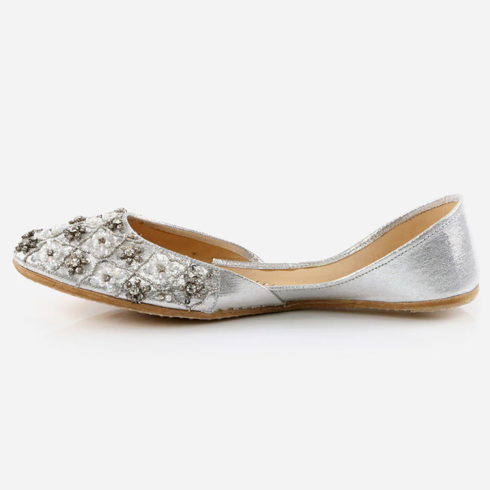 Women Ladies Sequins Detailing Traditional Indian Wedding Bridal Slip Ons Evening Party Handmade Leather Khussa Pumps Shoes - Image 3