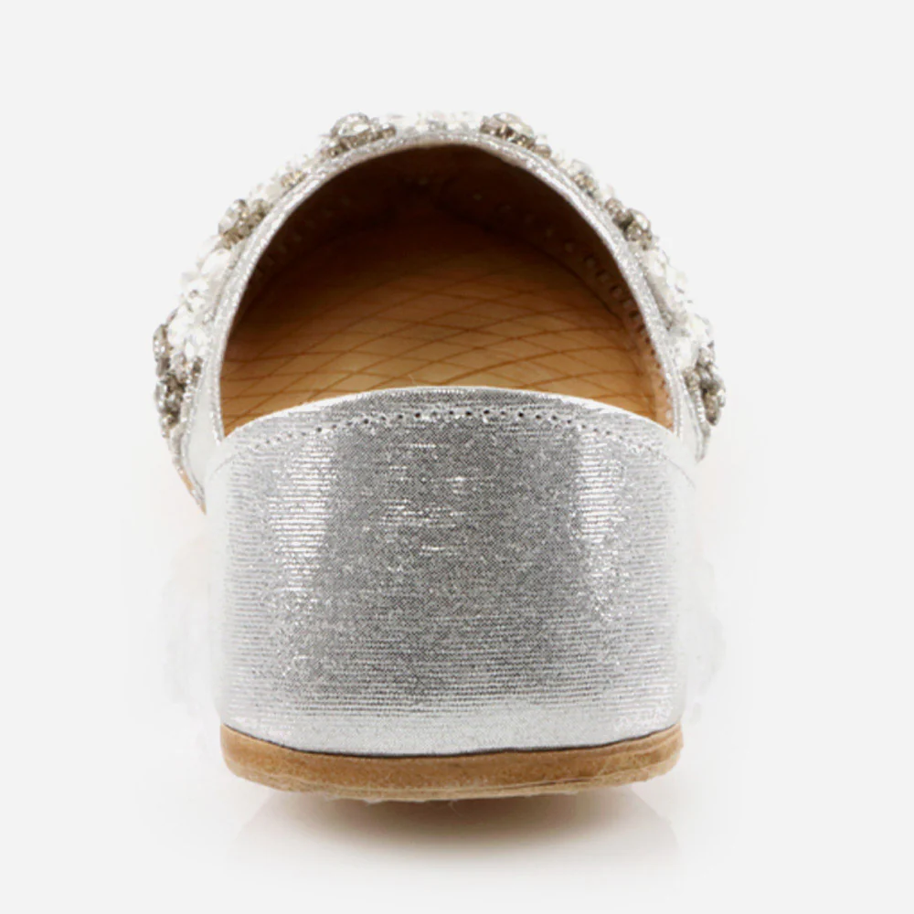 Women Ladies Sequins Detailing Traditional Indian Wedding Bridal Slip Ons Evening Party Handmade Leather Khussa Pumps Shoes - Image 5