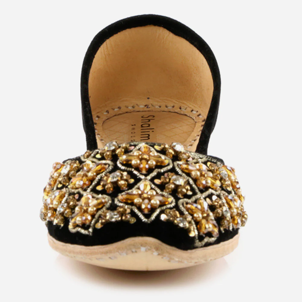 Women Ladies Sequins Detailing Traditional Indian Wedding Bridal Slip Ons Evening Party Handmade Leather Khussa Pumps Shoes - Image 4