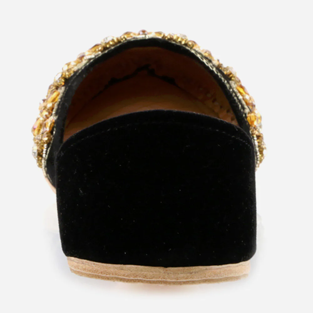 Women Ladies Sequins Detailing Traditional Indian Wedding Bridal Slip Ons Evening Party Handmade Leather Khussa Pumps Shoes - Image 5