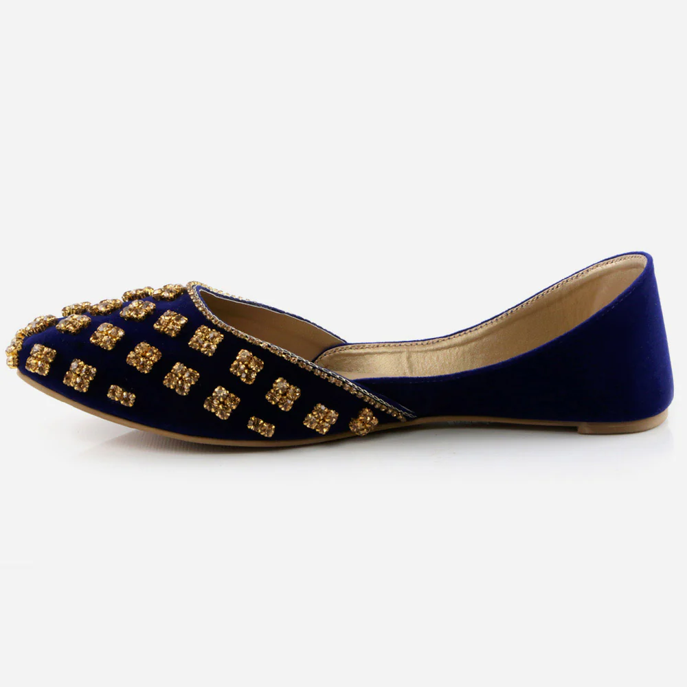 Women Ladies Sequins Embroidered Decorated Jotis Mojaris Traditional Indian Slip Ons Handmade Leather Khussa Pumps Shoes - Image 3
