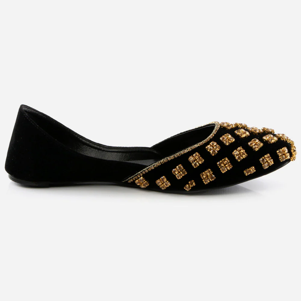 Women Ladies Sequins Embroidered Decorated Jotis Mojaris Traditional Indian Slip Ons Handmade Leather Khussa Pumps Shoes - Image 2