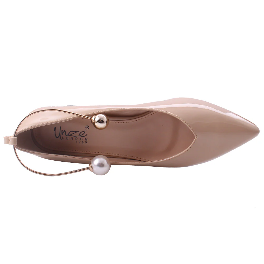 Women "LIA" Classic Metallic Ring Block Heel Court - Image 4