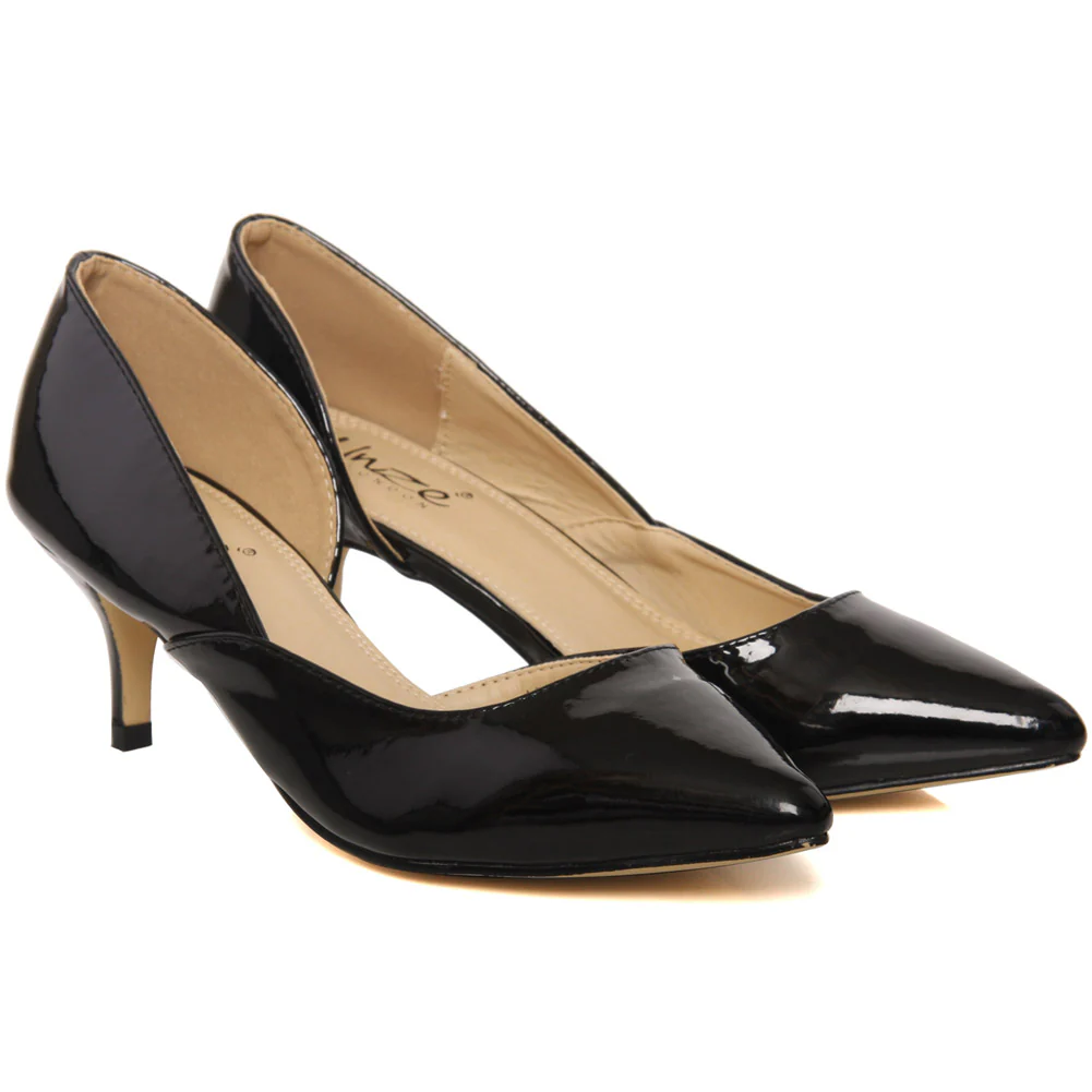 Women “MAILA” Slip On Kitten Heel Courts - Image 2