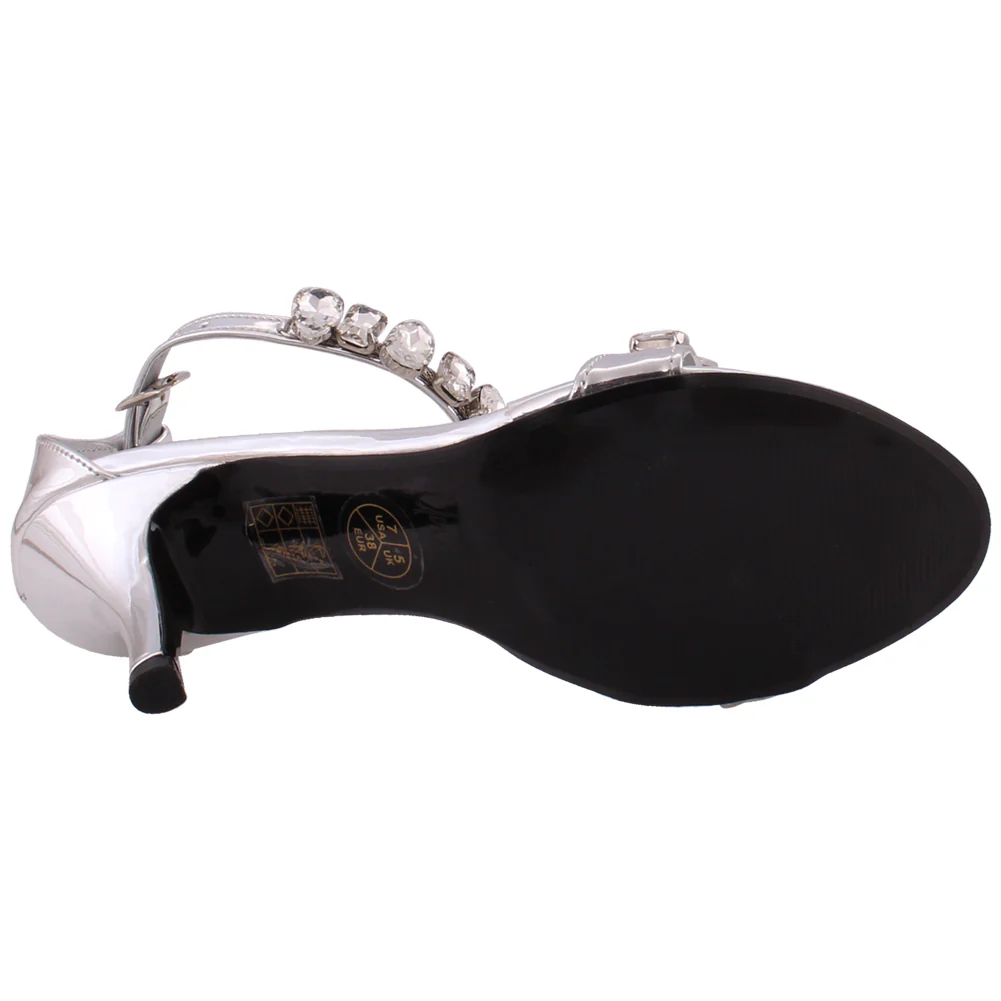 Women “MARCELLA” Diamante Embellished Open Toe Ankle Strap Heels Sandals - Image 5