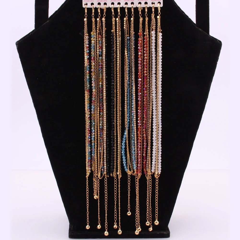 Women “MESHA” Multi Colored Rhine Stone Chain Bracelet