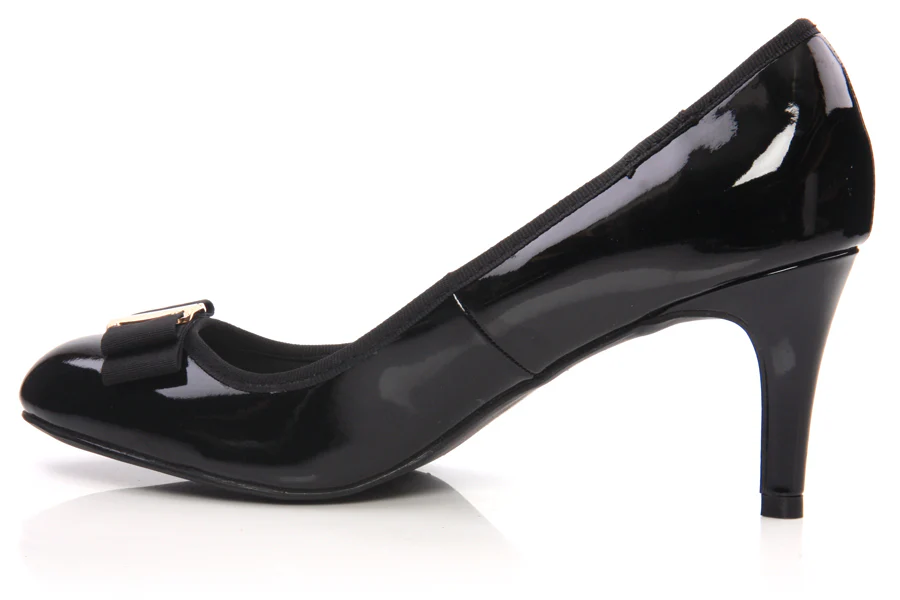 Women Mid Heel Slip On Court Shoes With Bow Detail and Stiletto Heel - Image 3