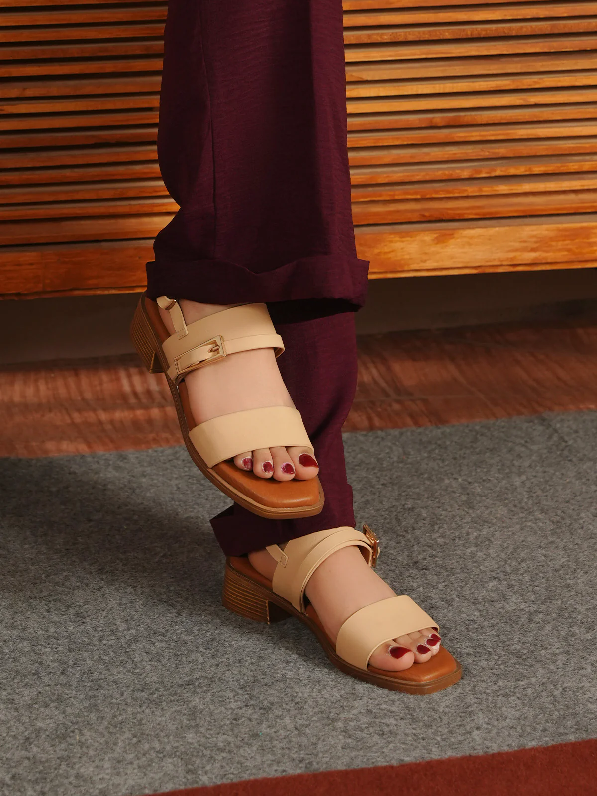 Women "MILLER" Block Heel Buckle Sandals