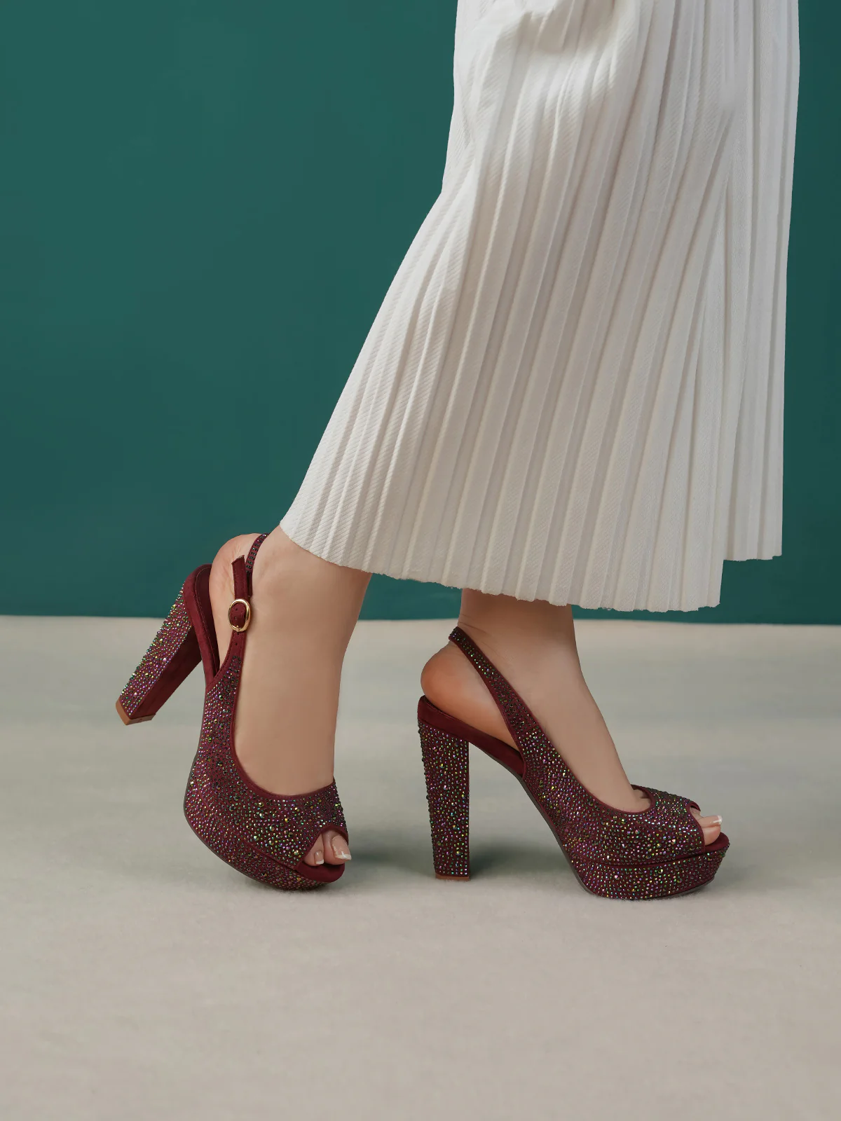 Women "NEXALLI" Fancy High Block Heel Sandals - Image 3