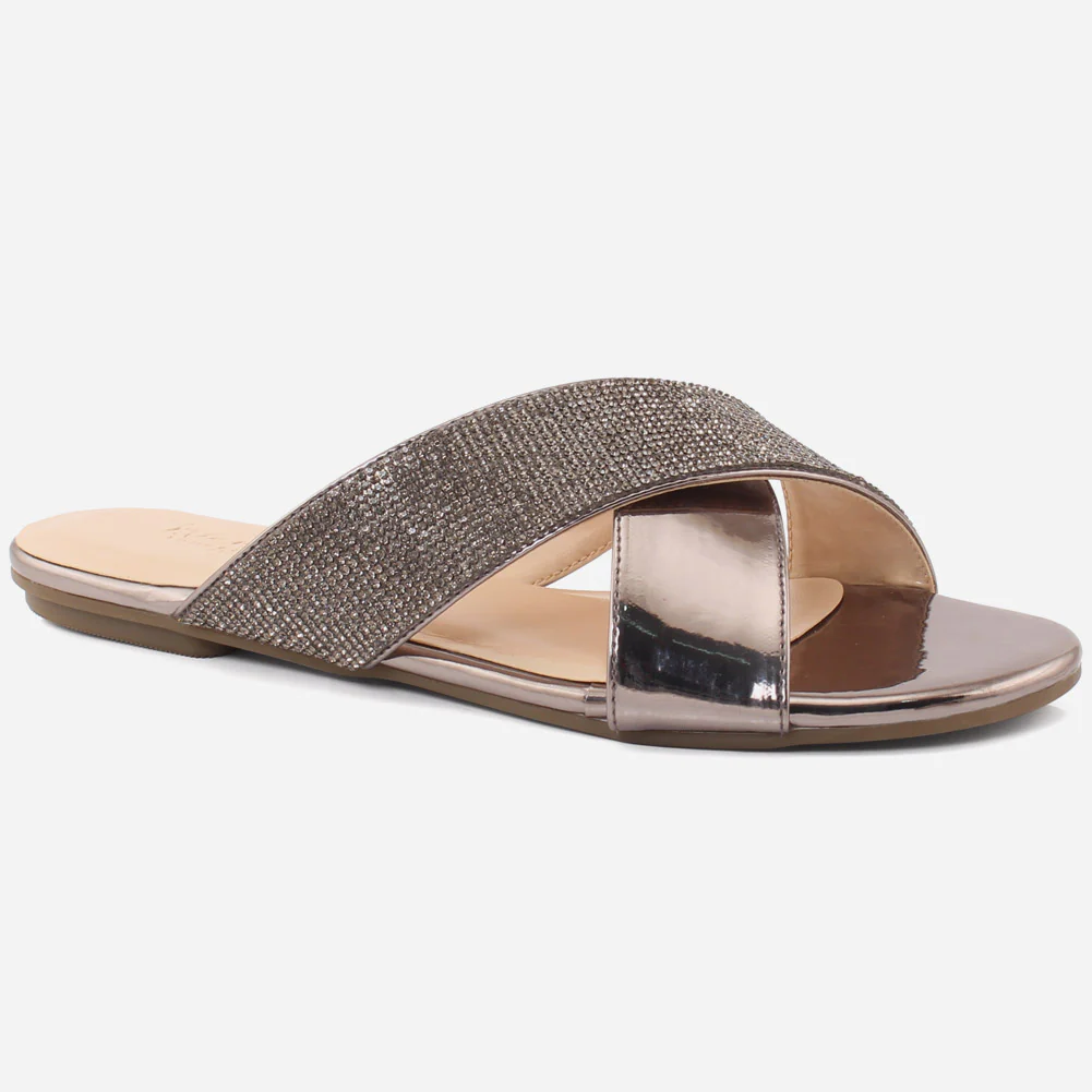 Women "PRISCILLA" Cross Band Slip On Slippers