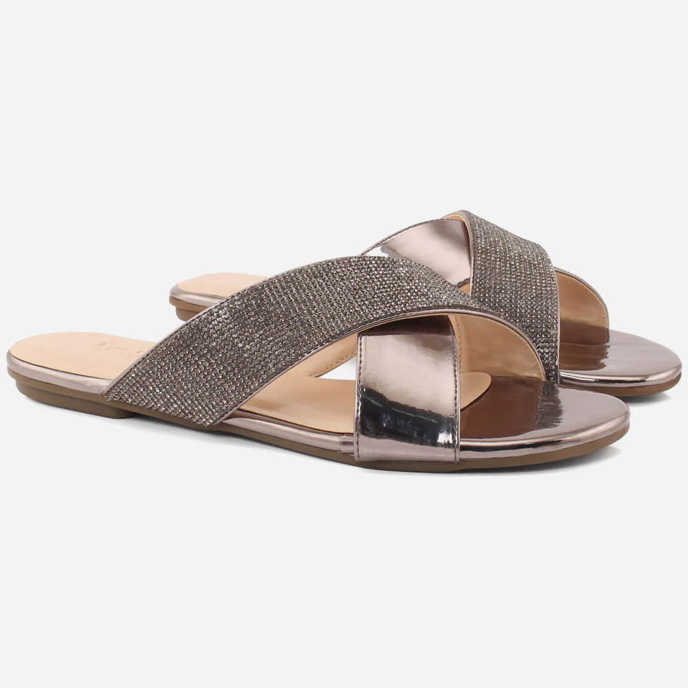 Women "PRISCILLA" Cross Band Slip On Slippers - Image 2