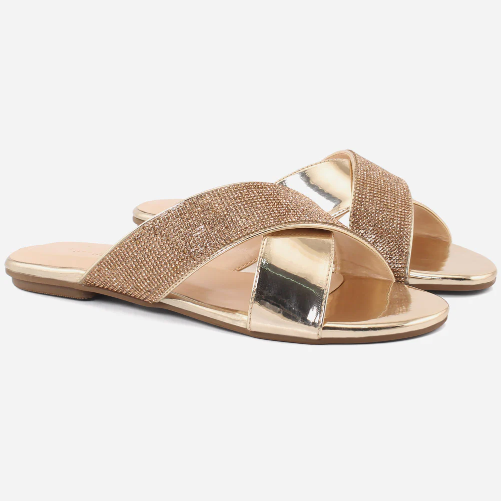 Women "PRISCILLA" Cross Band Slip On Slippers - Image 2