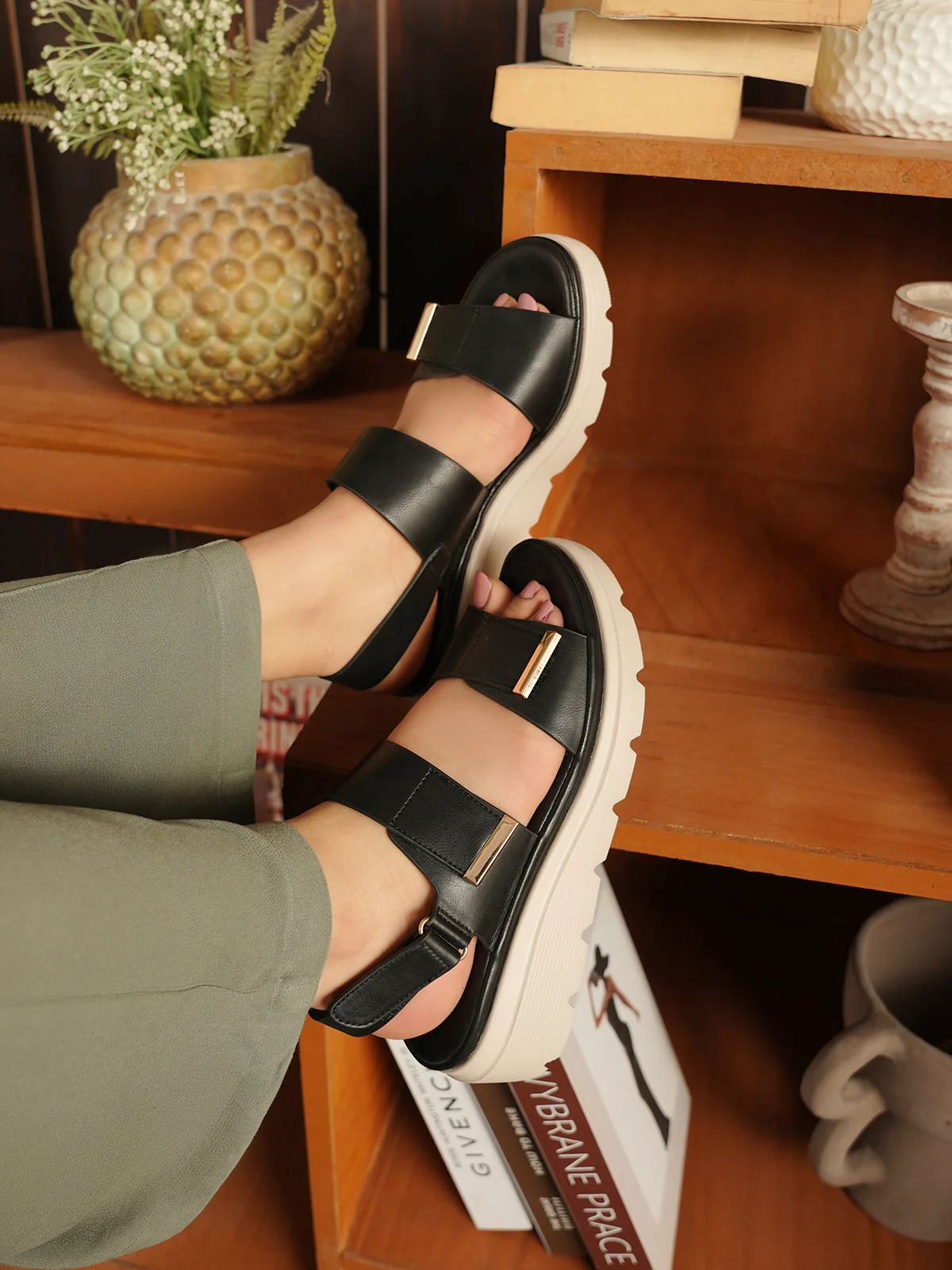 Women "RILEY" Comfort Velcro Strap Sandals - Image 3