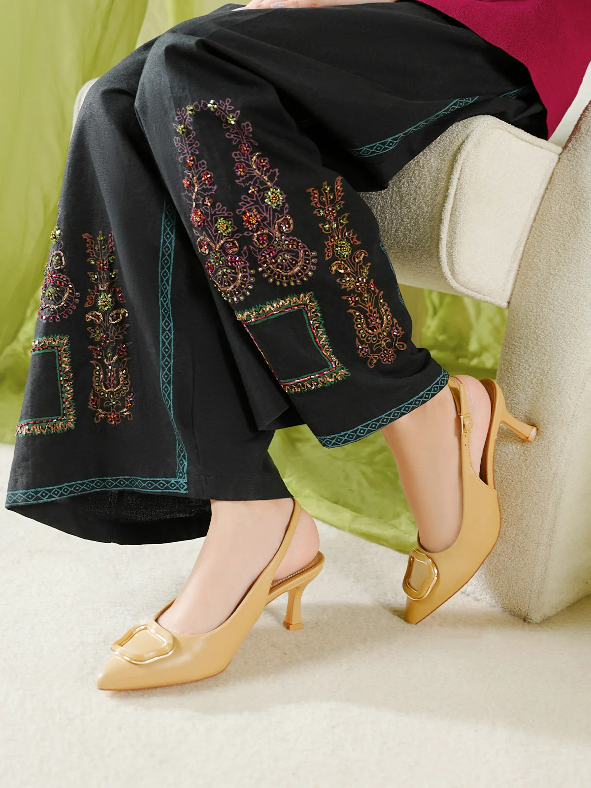 Women "ROLINA" Pointed Buckle Sandals