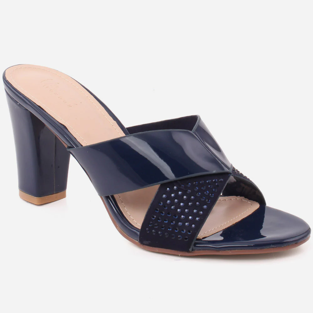 Women "SAWYER" Butterfly Strap Rhinestone Embellished Open Toe Block Heel Slip On Sandals