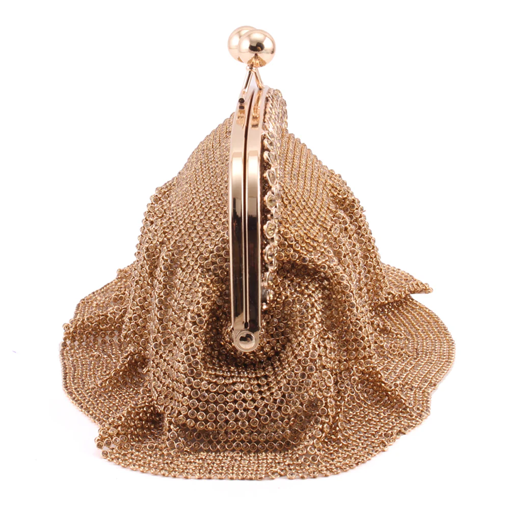 Women "SIBYL" Rhinestone Embellished Kiss-Lock Designed Top Edge Clutch - Image 3