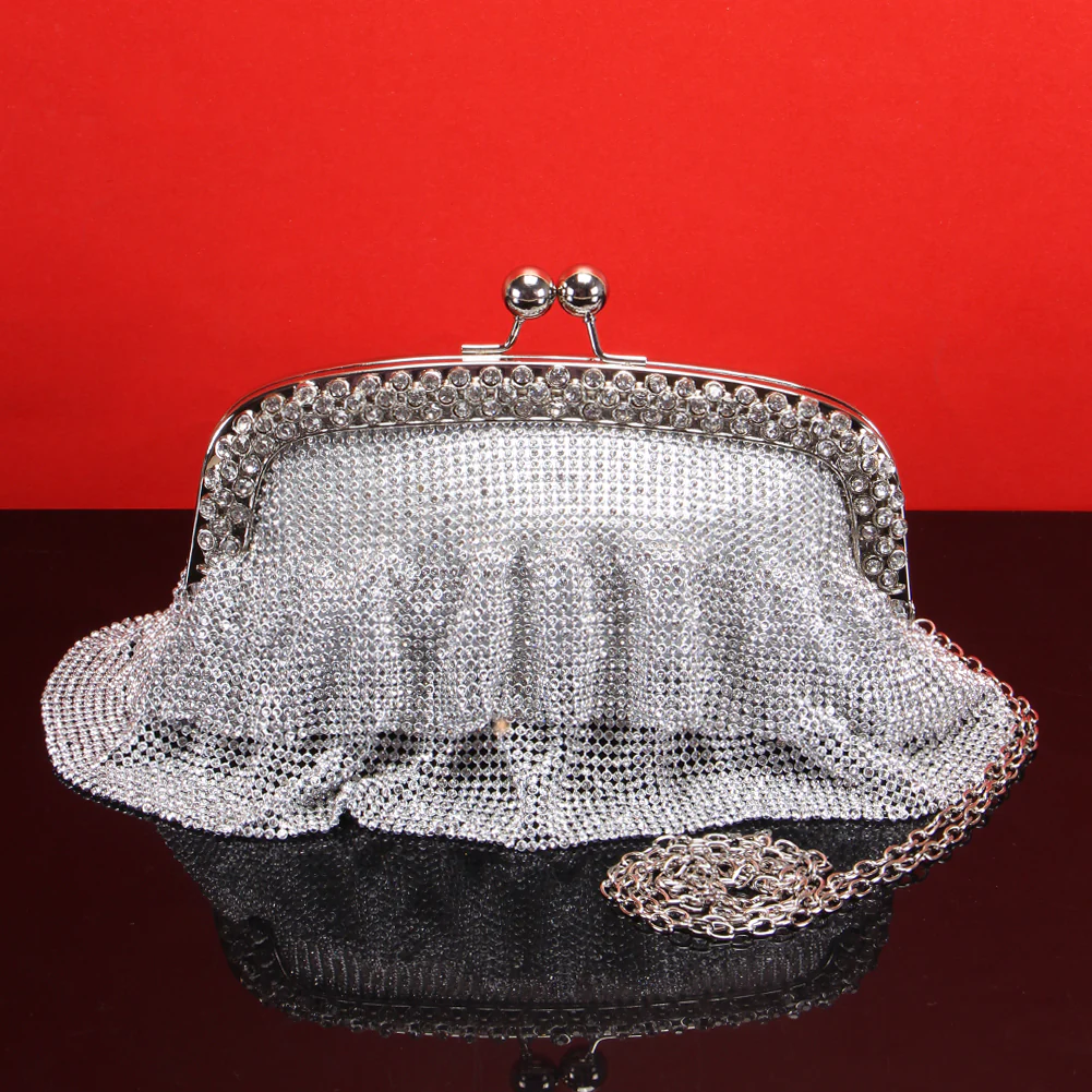 Women "SIBYL" Rhinestone Embellished Kiss-Lock Designed Top Edge Clutch - Image 4