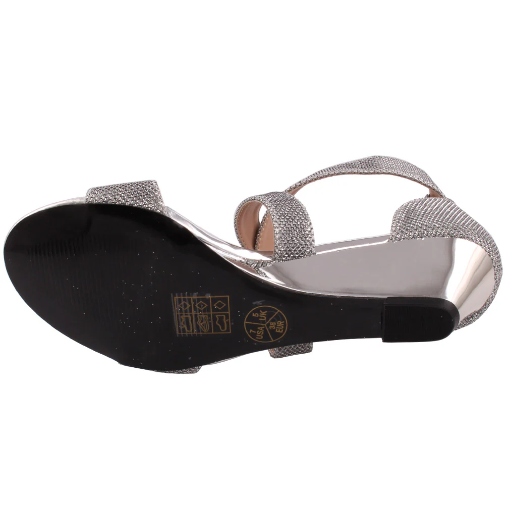 Women ‘Tribute’ Glittery Sling Back Wedge Sandals - Image 5