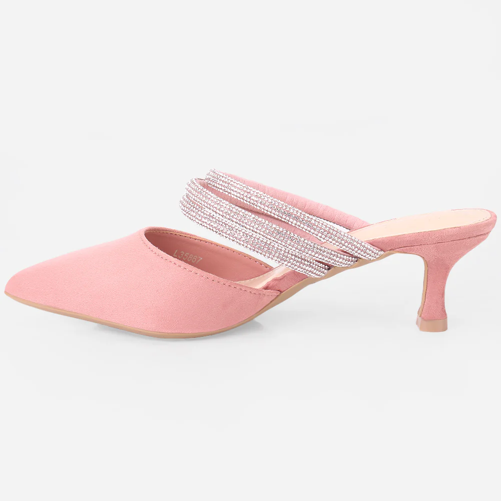 Women "VINCE" Diamante Slip On Sandals - Image 3