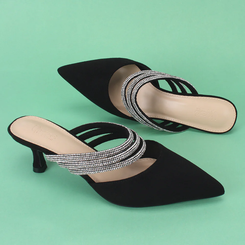 Women "VINCE" Diamante Slip On Sandals - Image 6