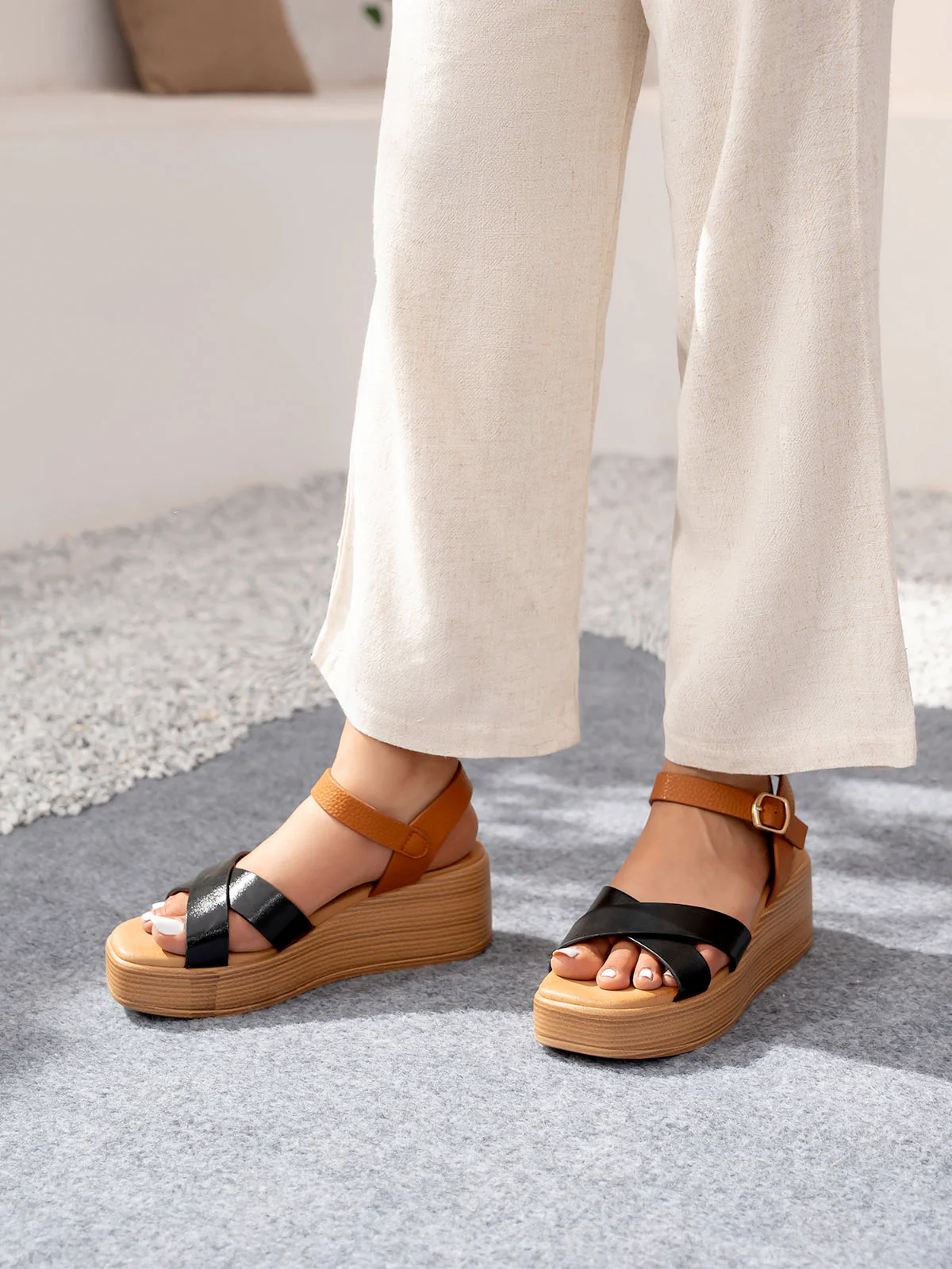 Women "ZENA" Smart Wedge Buckle Sandals - Image 10