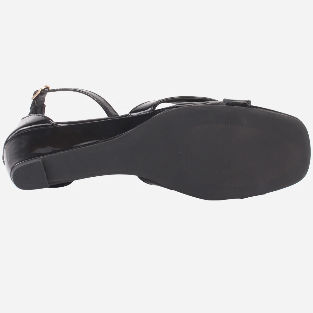 Women "ZUHAI" Glossy Crossover Wedge Sandals - Image 5