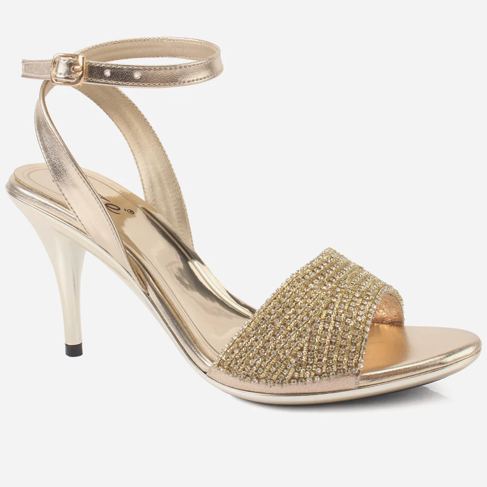 Women's "ALEXA" Rhinestones Decorated Stiletto Sandals