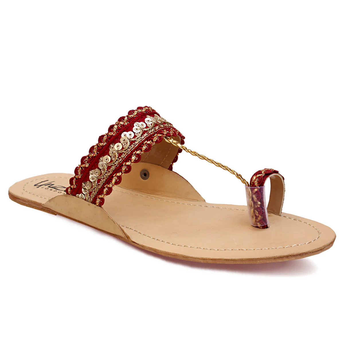 Womens "AREEKA" Decorated Leather Kolhapuri Slippers