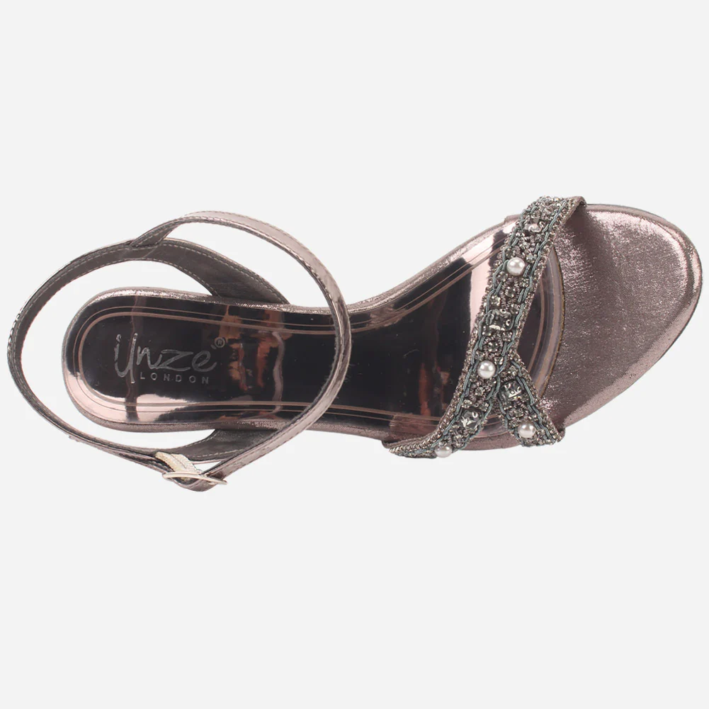 Womens "ARUNA" Crystals Embellished Platform Sandals - Image 4