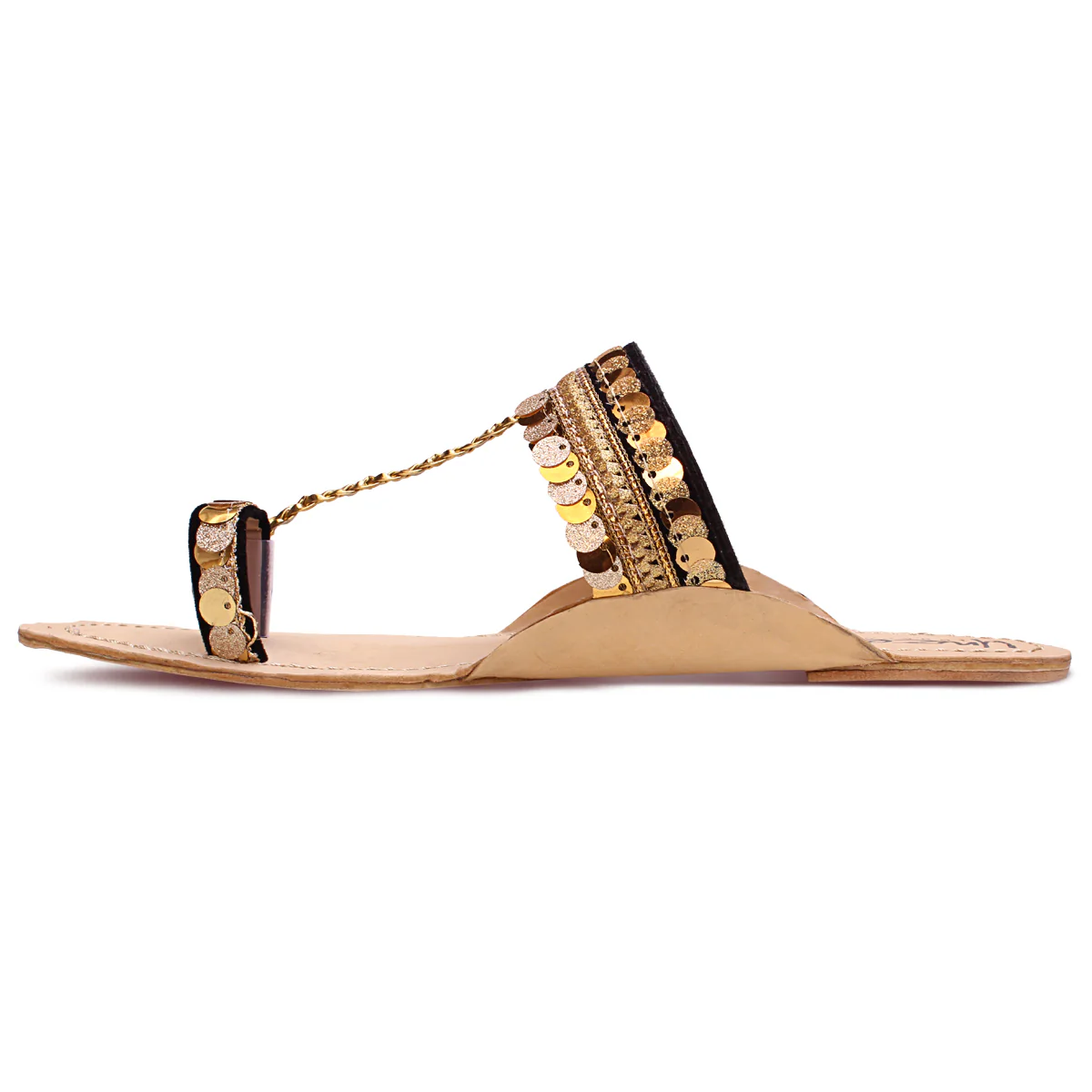 Womens "AYELEEN" Decorated Leather Kolhapuri Slippers - Image 3