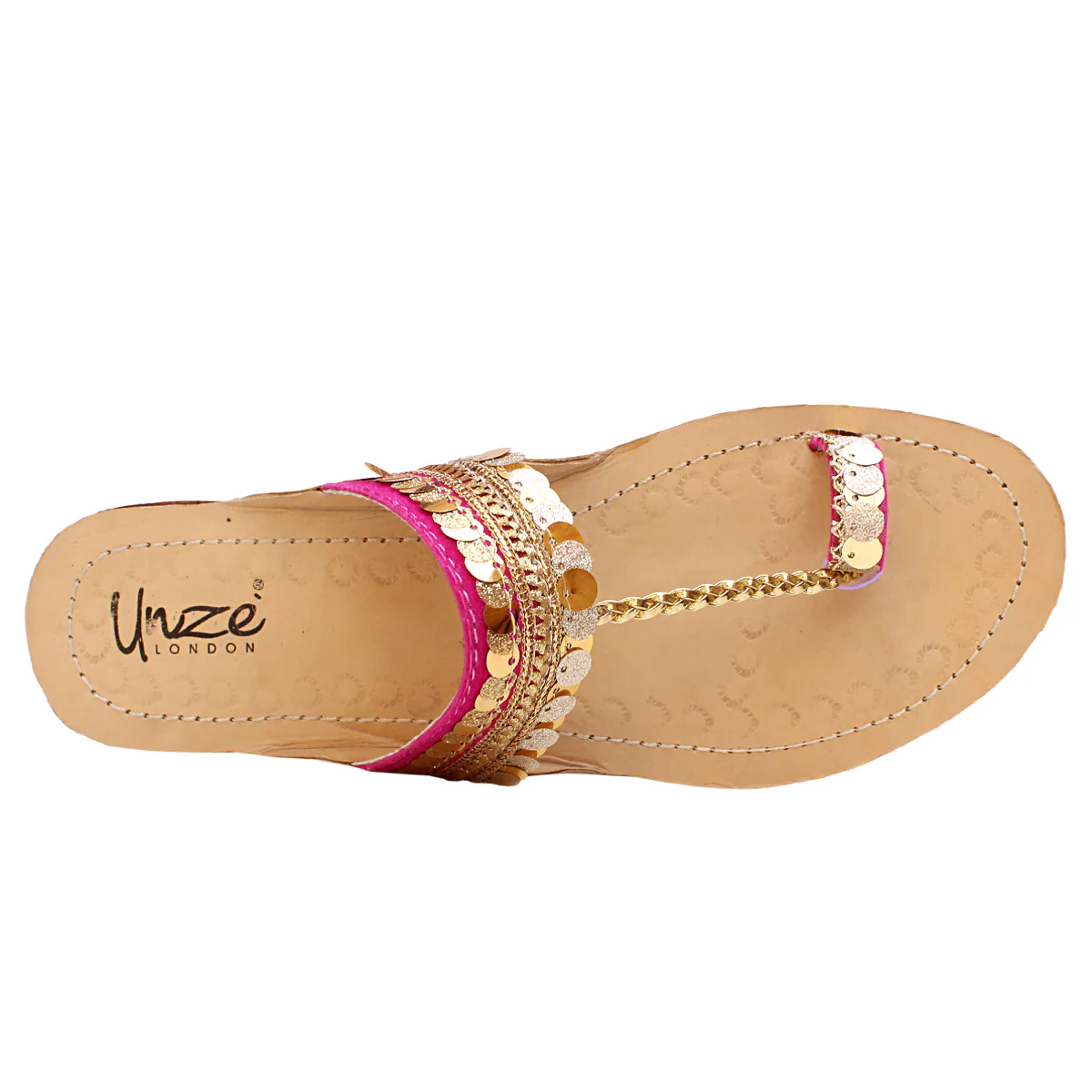 Womens "AYELEEN" Decorated Leather Kolhapuri Slippers - Image 4