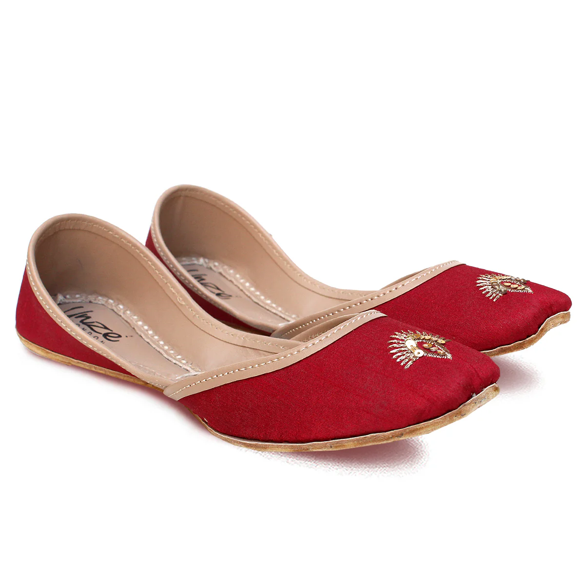 Womens "BAANU" Decorated Flat Khussa Pumps - Image 2