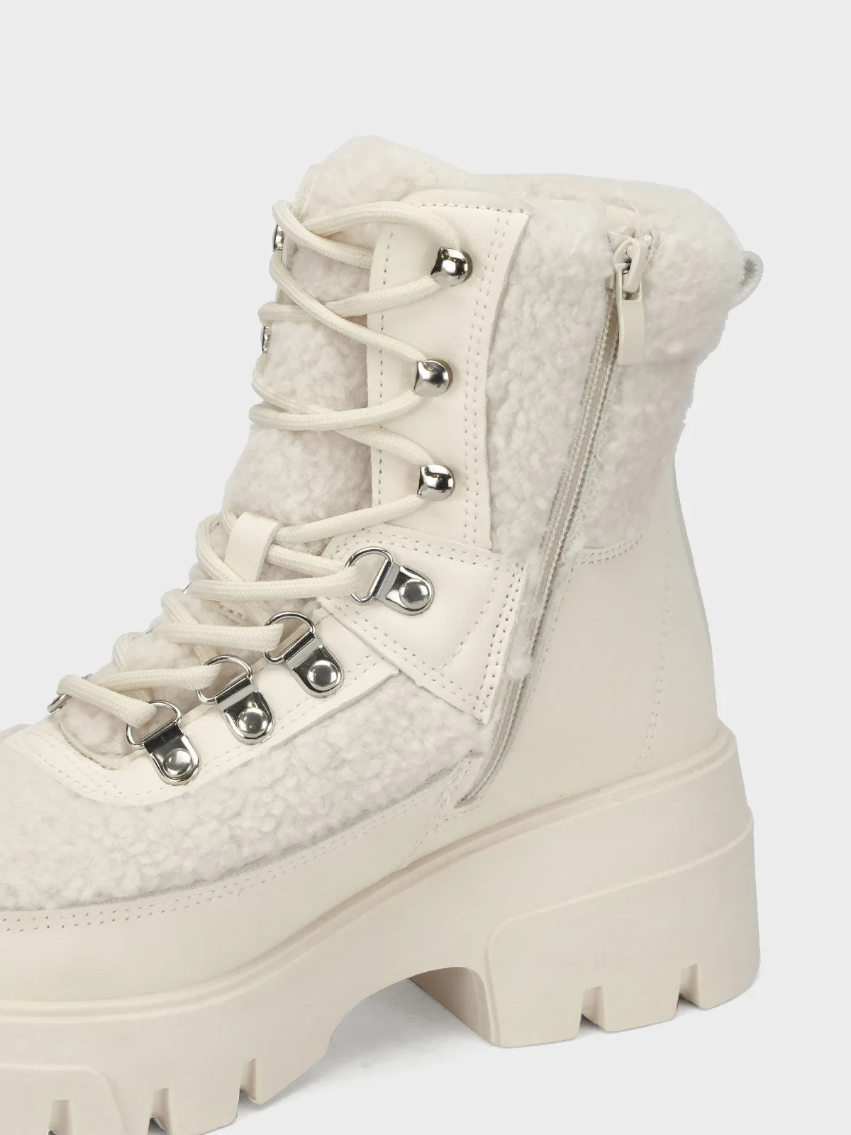Womens "BAIZEL" Faux Fur Lace Up Boots - Image 4