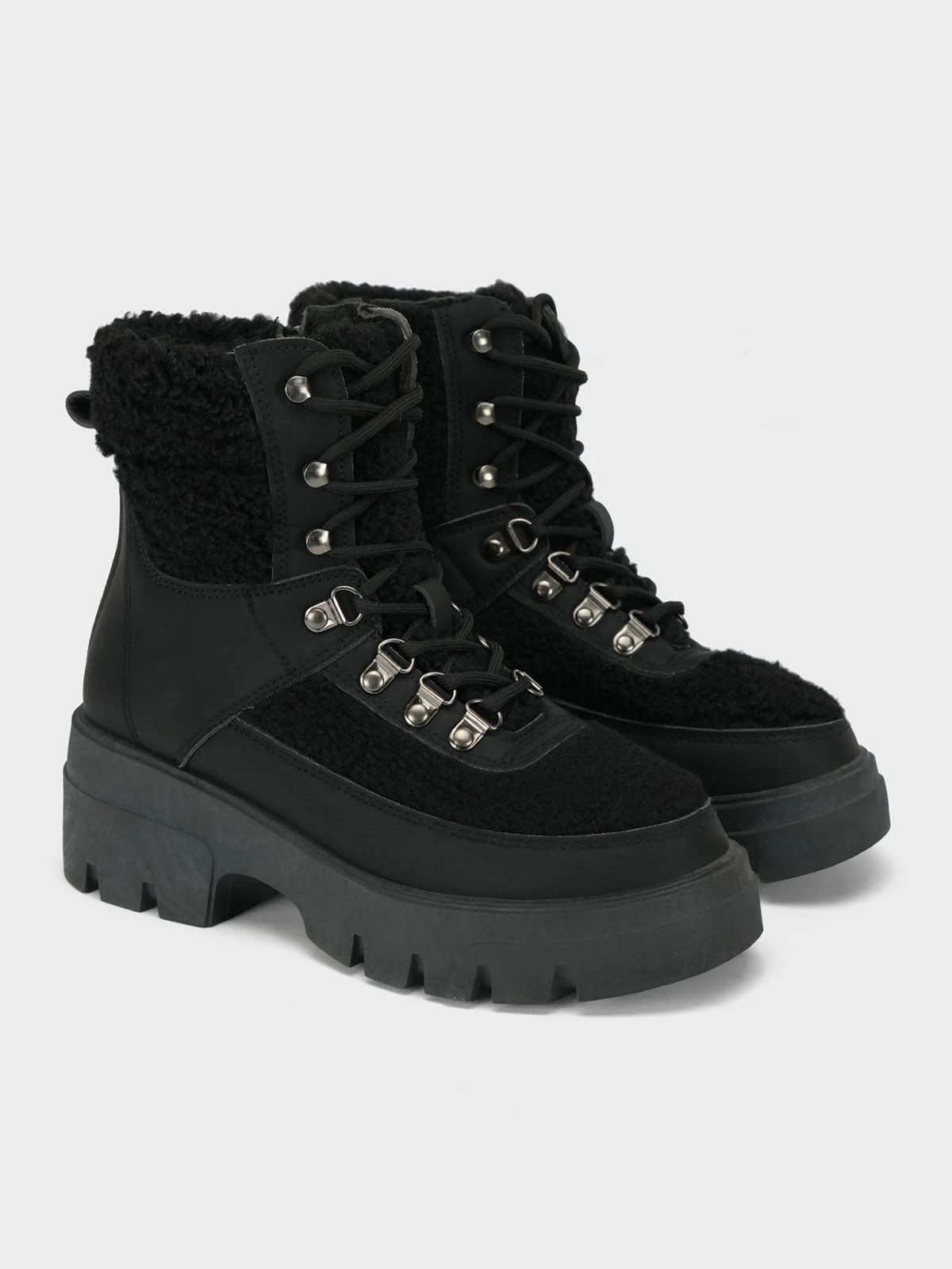 Womens "BAIZEL" Faux Fur Lace Up Boots - Image 2