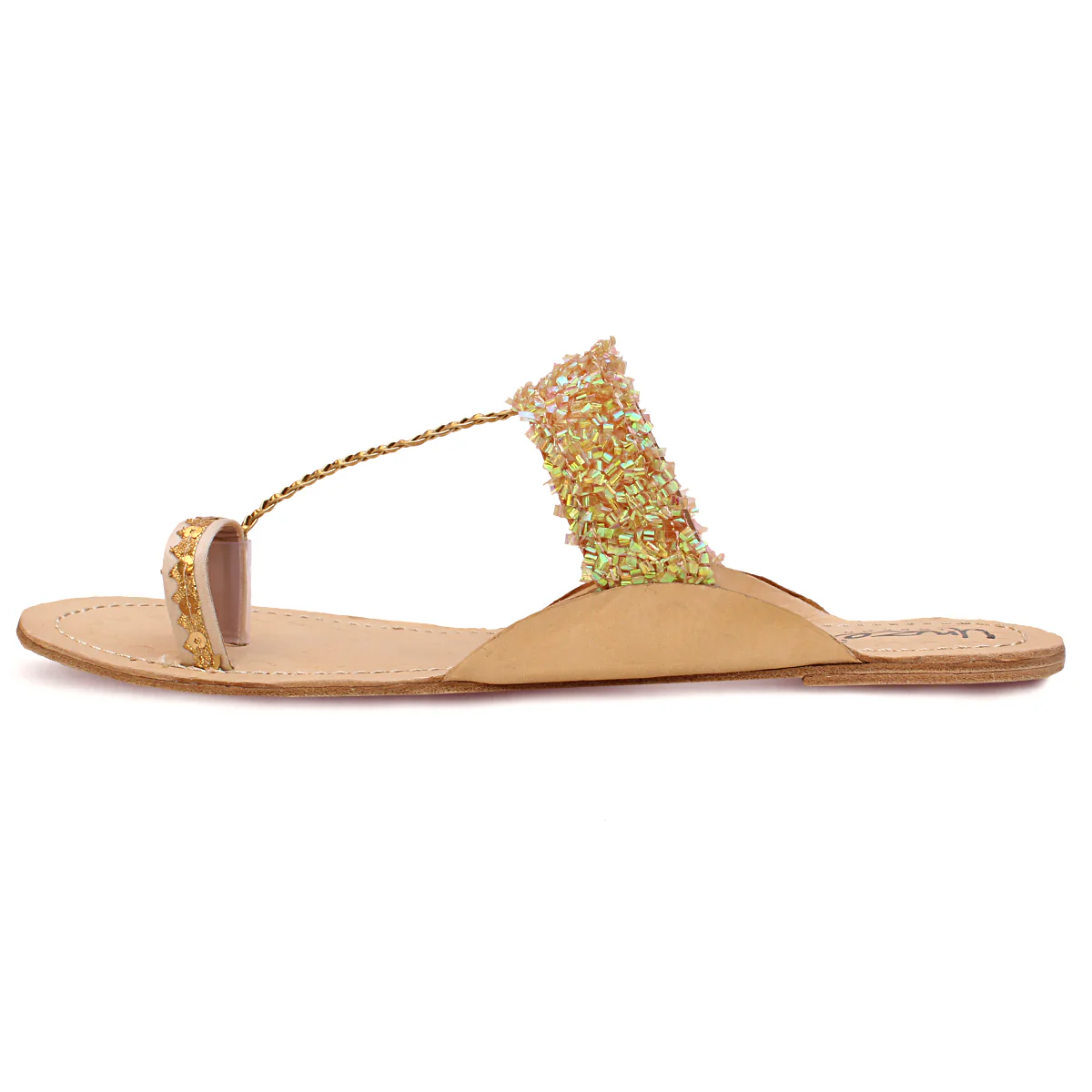 Womens "BEYZA" Decorated Leather Kolhapuri Slippers - Image 3