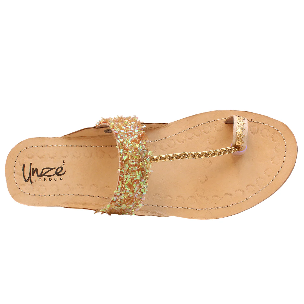 Womens "BEYZA" Decorated Leather Kolhapuri Slippers - Image 4