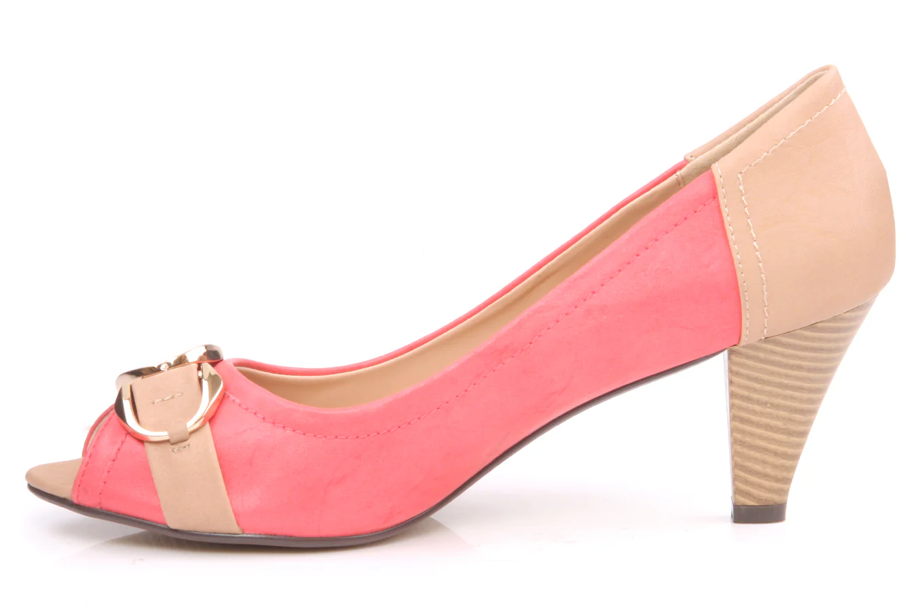 Womens Buckled Adorn 'Moni' Peep Toe Court Shoes - Image 3