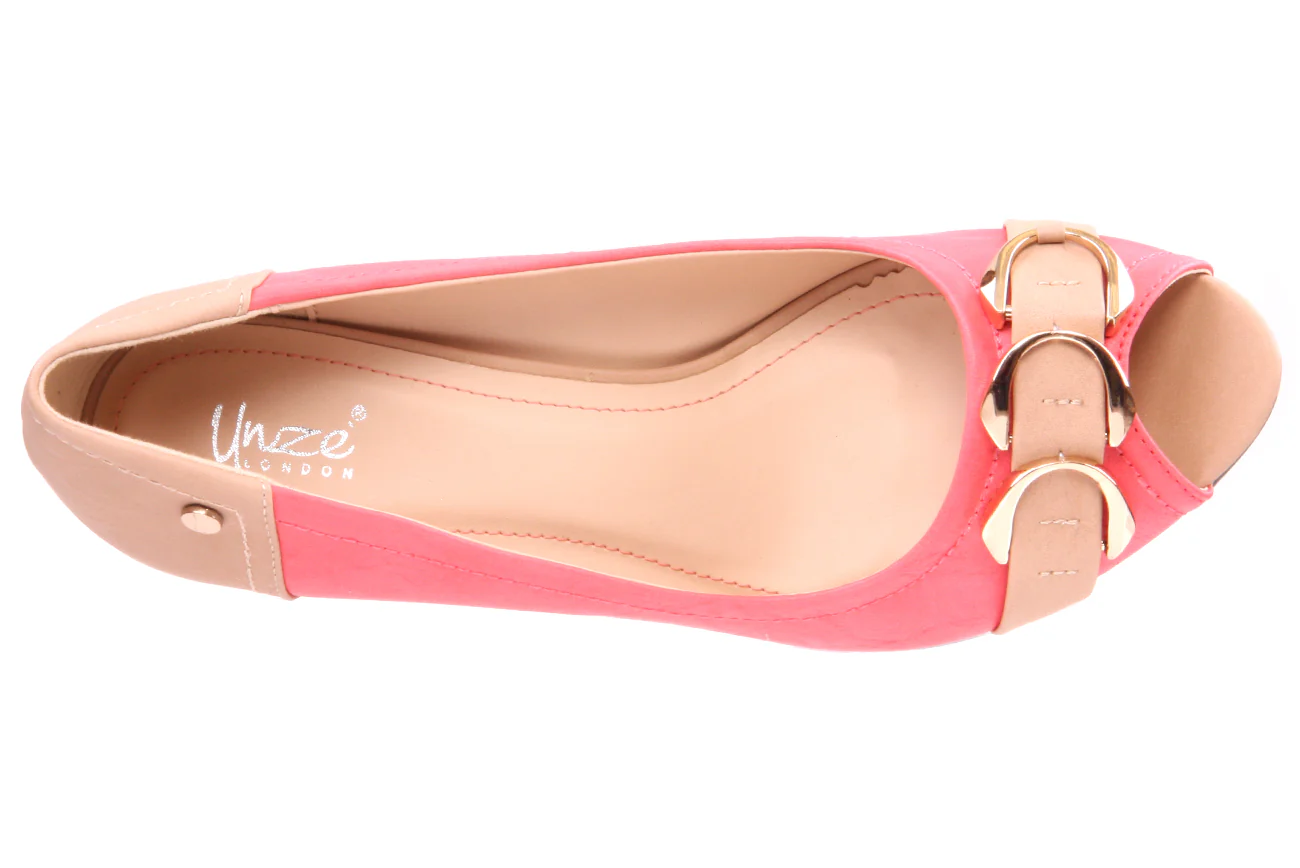 Womens Buckled Adorn 'Moni' Peep Toe Court Shoes - Image 4