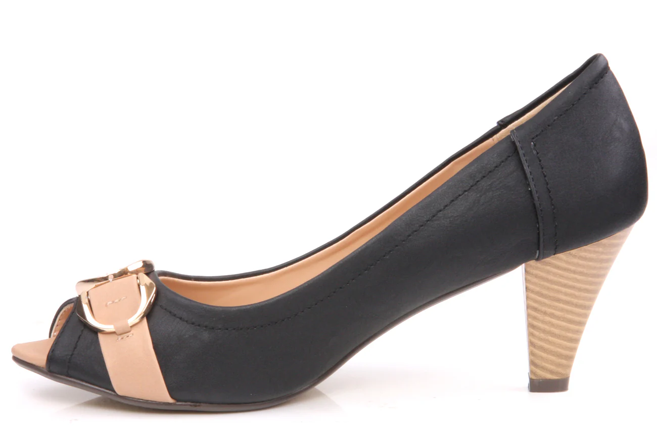 Womens Buckled Adorn 'Moni' Peep Toe Court Shoes - Image 3