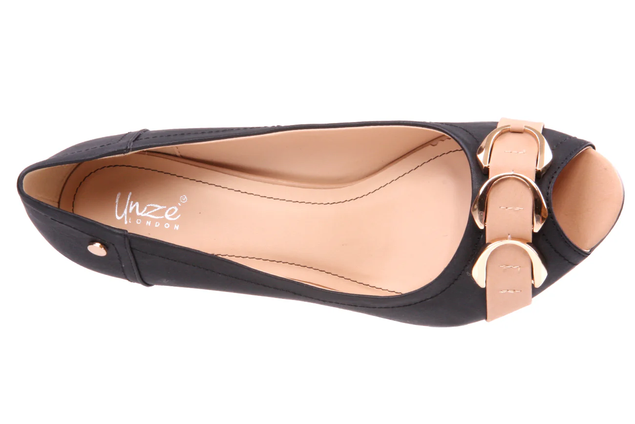 Womens Buckled Adorn 'Moni' Peep Toe Court Shoes - Image 4