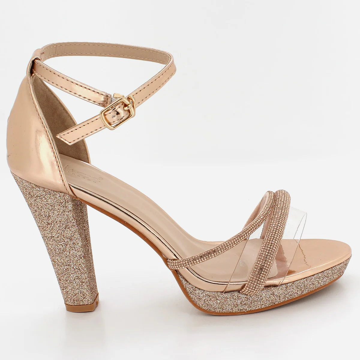 Womens "CHARLET" Fancy Block Heeled Party Sandals - Image 2