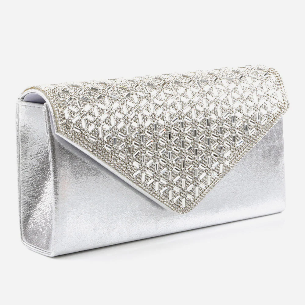 Womens Clutch Bag Wedding Handbag Prom Purse Sparkly Flap Over Diamante Party Bags Diamante Birthday Gifts for Her